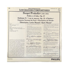Cargar imagen en el visor de la galería, LP. Sergei Prokofiev, Orchestre De Paris, Dresdner Philharmonie, Lorin Maazel, Kurt Masur. Pedro Y El Lobo, Op. 67 - Sinfonía No. 1 En Re Mayor, Op. 25 "Clásica"