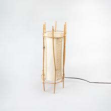 Load image into Gallery viewer, Bamboo and Cotton table lamp, Louis Sognot design style, 1970's