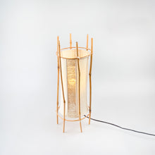 Load image into Gallery viewer, Bamboo and Cotton table lamp, Louis Sognot design style, 1970's