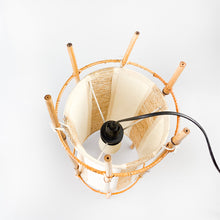Load image into Gallery viewer, Bamboo and Cotton table lamp, Louis Sognot design style, 1970's