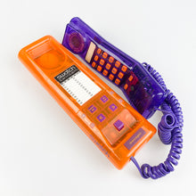 Cargar imagen en el visor de la galería, Teléfono Swatch Twinphone morado y naranja, 1989.