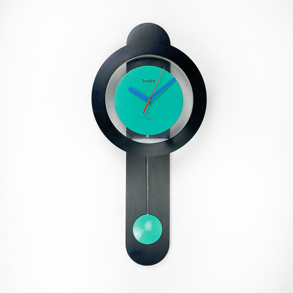 Horloge vintage pendule murale silencieuse années 60 asymétrique Vedette noir Horloge vintage pendule murale silencieuse années 60 asymétrique Vedette noir