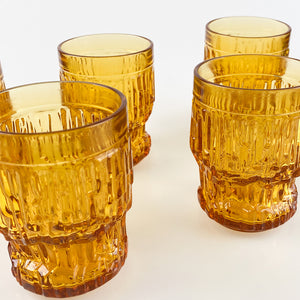 Amber glass glasses, 1970's 