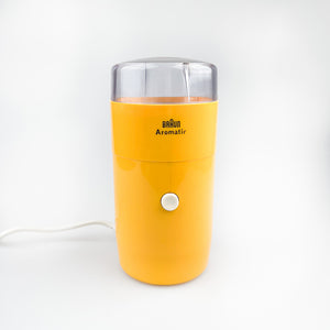 Braun KSM 1/11 Coffee Grinder design by Reinhold Weiss, 1967. Yellow