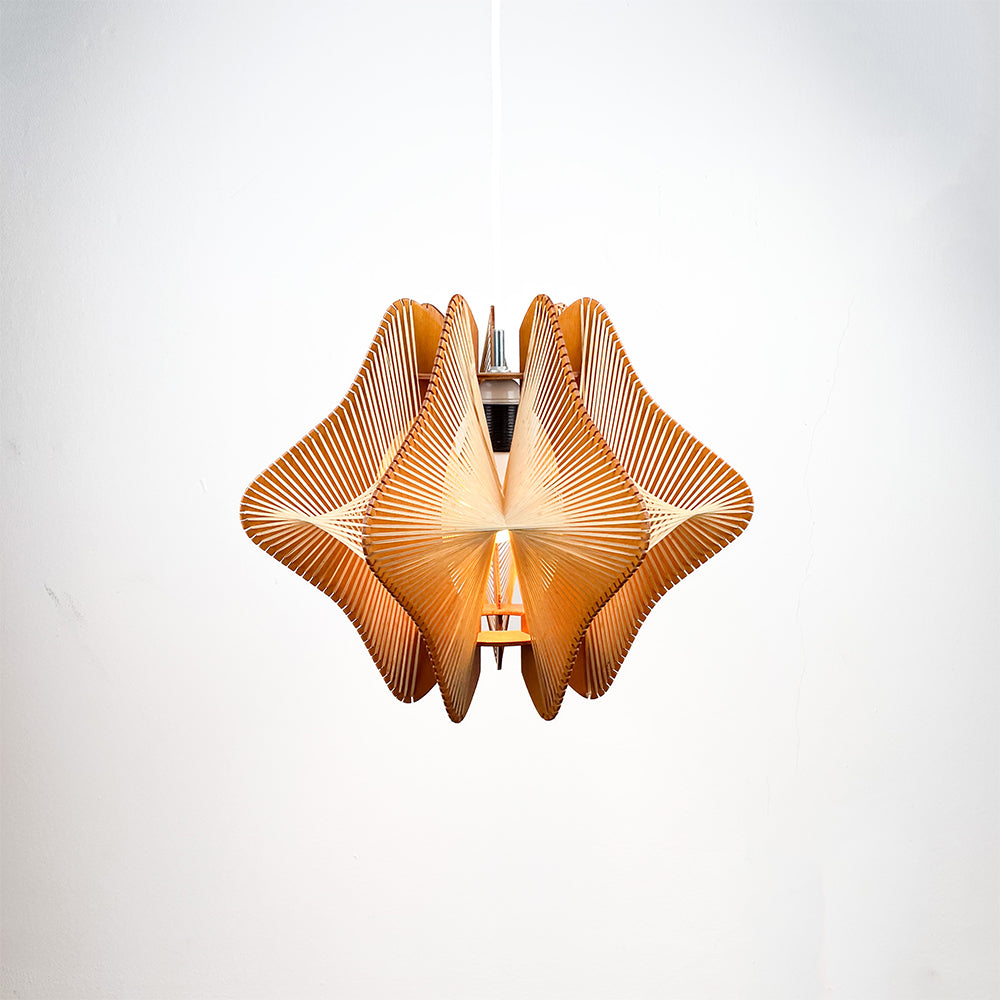 Wood and raffia ceiling lamp, 1980s  
