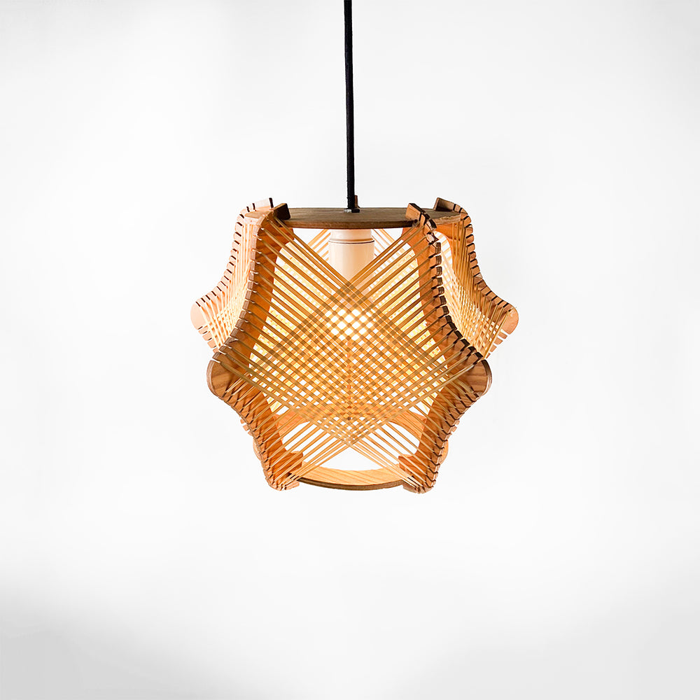 Wooden and raffia lamp, 1970s