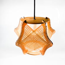 Load image into Gallery viewer, Wooden and raffia lamp, 1970s
