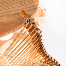 Load image into Gallery viewer, Wooden and raffia lamp, 1970s
