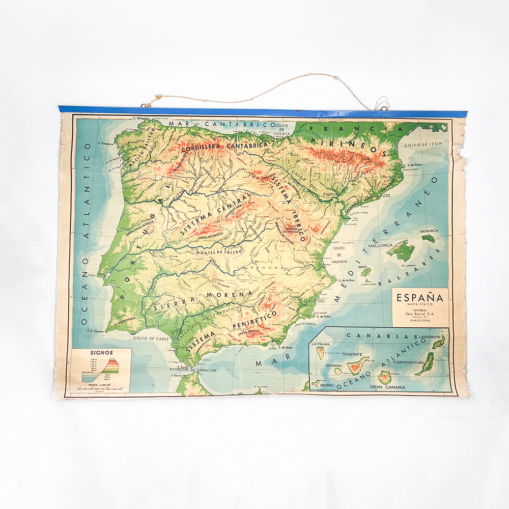 Mapa Físico de España Seix Barral, 1969.