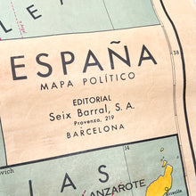 Charger l&#39;image dans la galerie, Carte politique de l&#39;Espagne Seix Barral, 1959.
