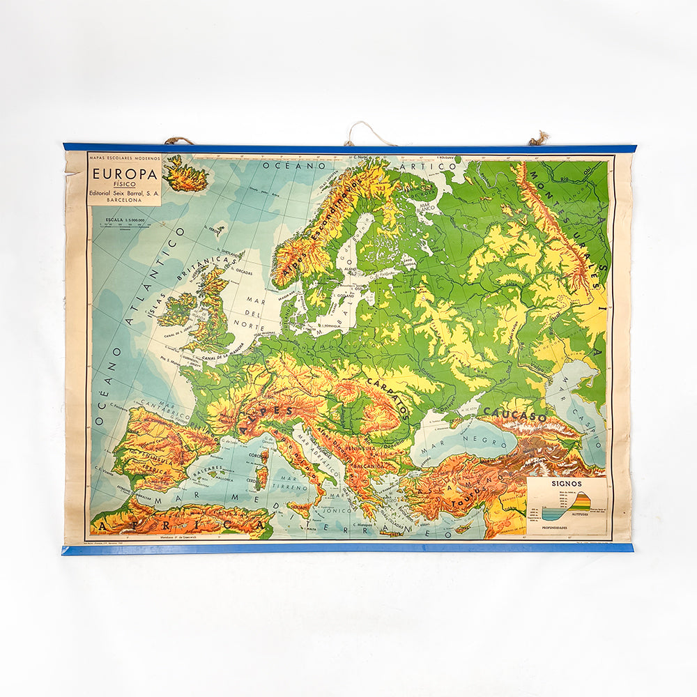 Carte physique de l'Europe Seix Barral, 1969