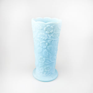 Turquoise Blue Opaline Glass Fenton Vase, 1990s 