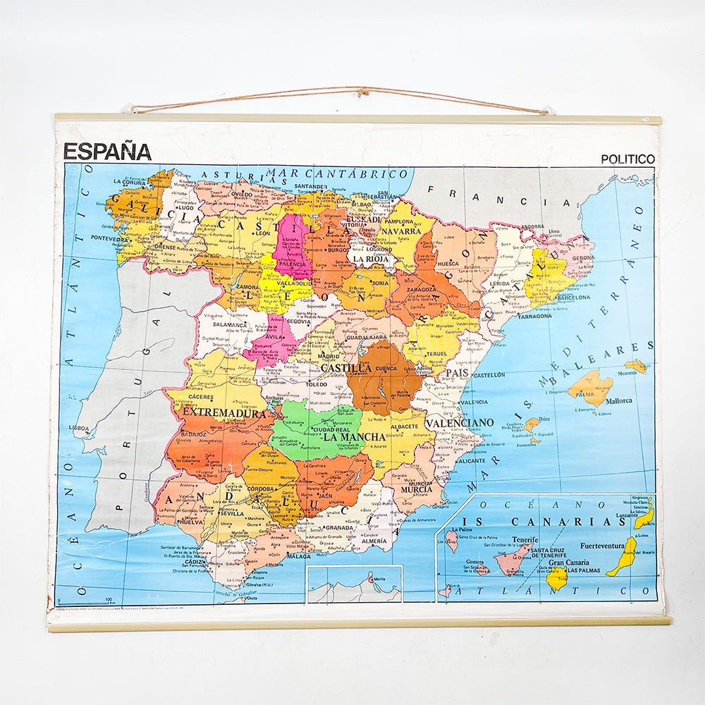 Mapa Físico y Político de España. Editado por Edigol, 1976