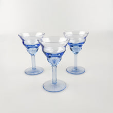Load image into Gallery viewer, Three blue crystal glasses, 1980&#39;s 

