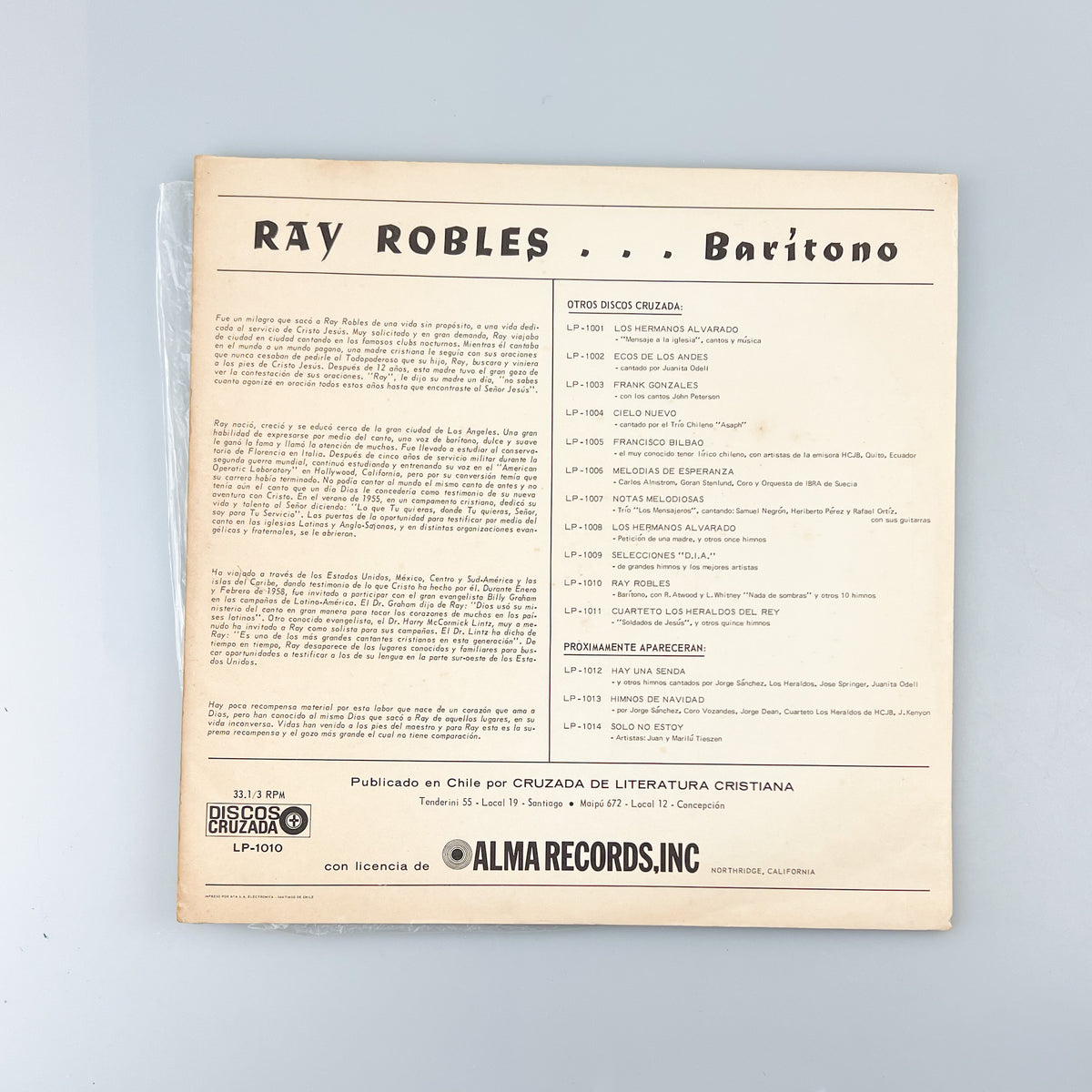 LP. Ray Robles. Ray Robles Cantos de Alabanza Pureza y Poder – falsotecho