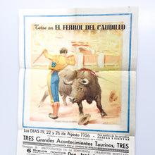Load image into Gallery viewer, Cartel Toros Fiestas de Ferrol 1956.
