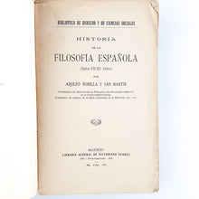 Load image into Gallery viewer, Historia de la Filosofía Española (Siglos VIII-XII: Judíos), Adolfo Bonilla y San Martín

