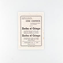 Load image into Gallery viewer, Folleto de mano Cine Capitol, Zorba el Griego, 1965
