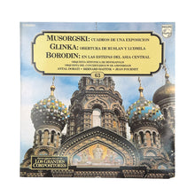 Cargar imagen en el visor de la galería, LP. Modest Mussorgsky. Cuadros De Una Exposición / Obertura De Ruslan Y Ludmila / En Las Estepas Del Asia Central
