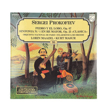 Cargar imagen en el visor de la galería, LP. Sergei Prokofiev, Orchestre De Paris, Dresdner Philharmonie, Lorin Maazel, Kurt Masur. Pedro Y El Lobo, Op. 67 - Sinfonía No. 1 En Re Mayor, Op. 25 "Clásica"
