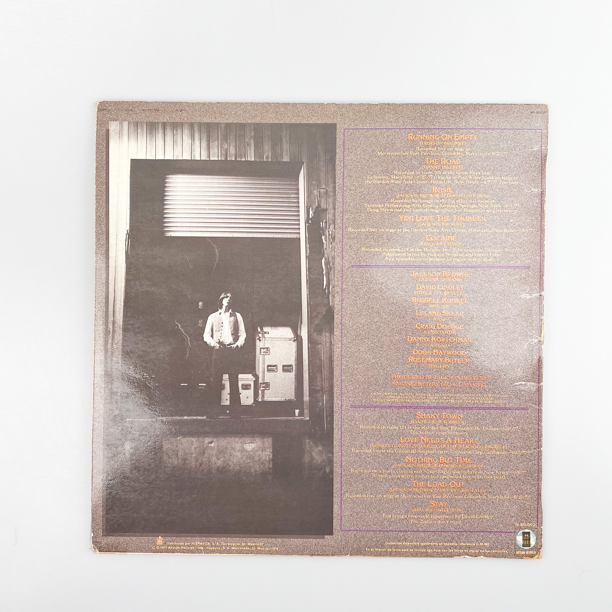 LP. Jackson Browne. Running On Empty – falsotecho