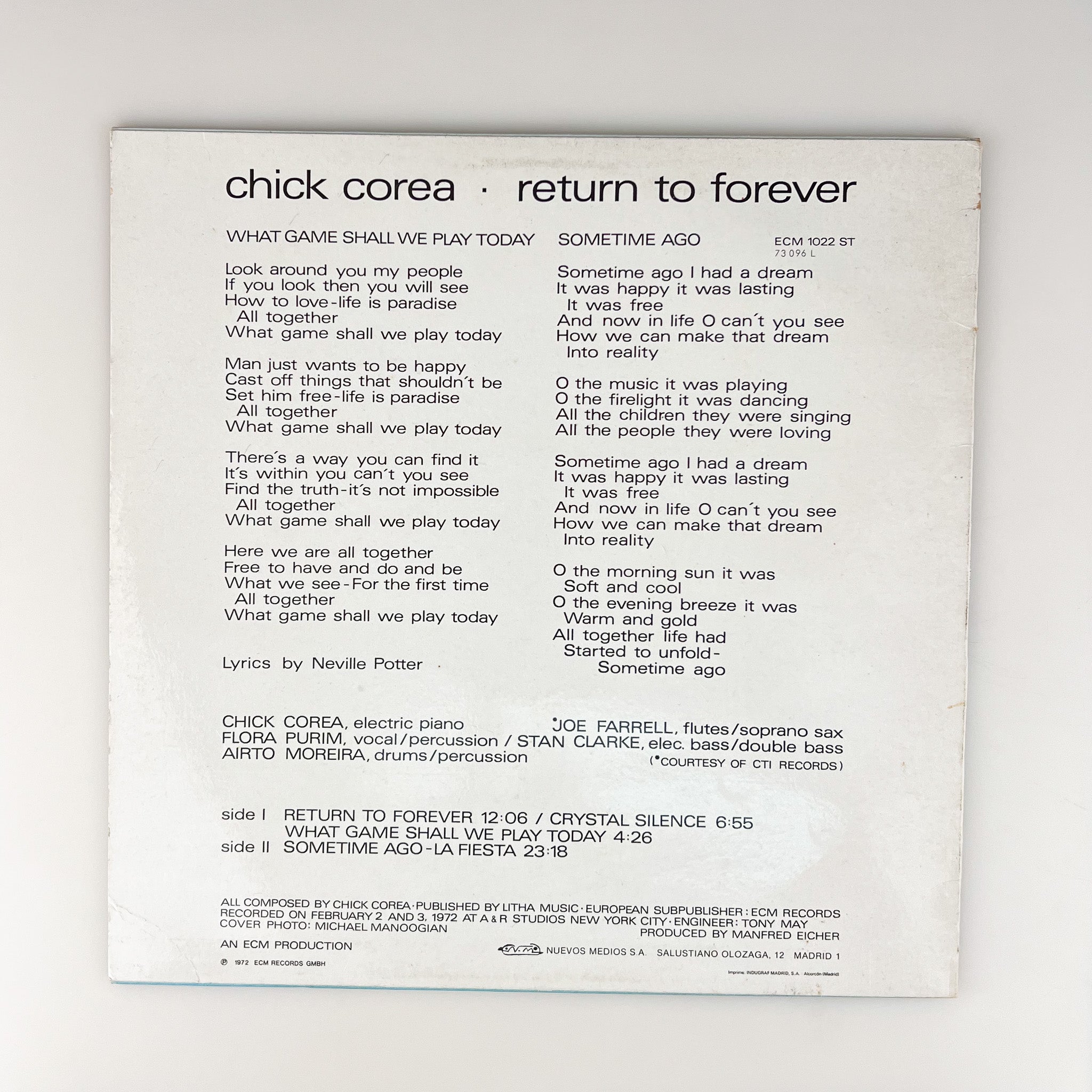 LP. Chick Corea. Return To Forever – falsotecho