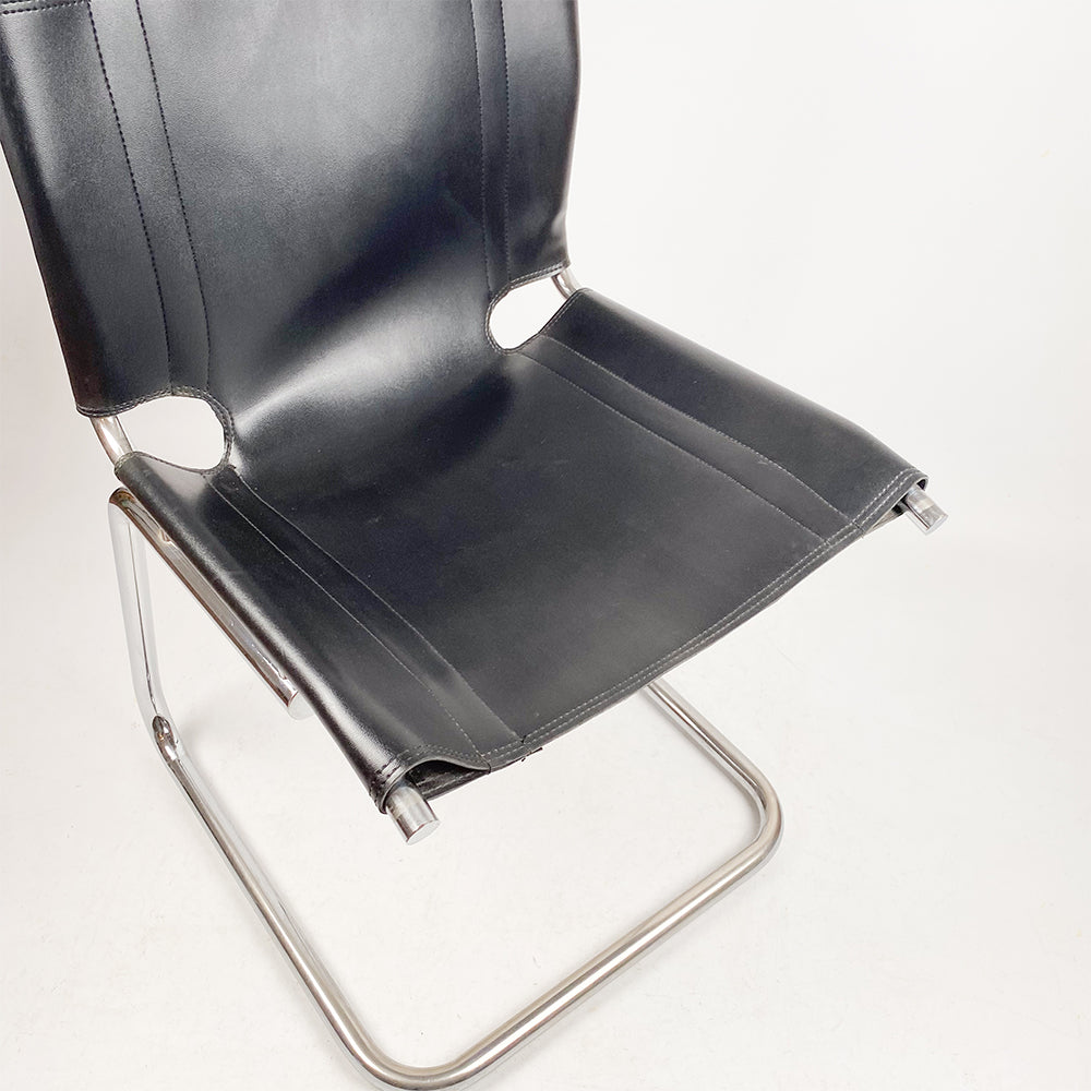 レザーとスチールのカンチレバーチェア、1970年代 – falsotecho
