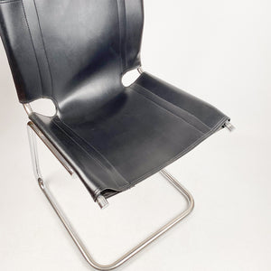Leather and Steel Cantilever Chair, 1970's 