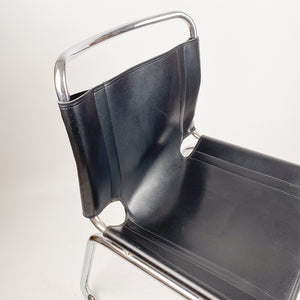 Leather and Steel Cantilever Chair, 1970's 