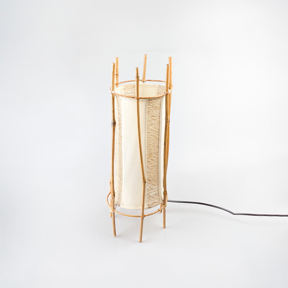 Bamboo and Cotton table lamp, Louis Sognot design style, 1970's