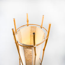 Charger l&#39;image dans la galerie, Lampe de table en bambou et coton, style design par Louis Sognot, années 1970
