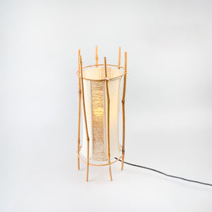 Bamboo and Cotton table lamp, Louis Sognot design style, 1970's