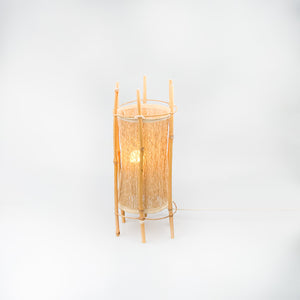 Bamboo and fabric table lamp, style design by Louis Sognot, 1970's 