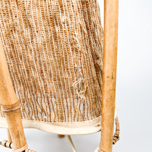 Bamboo and fabric table lamp, style design by Louis Sognot, 1970's 