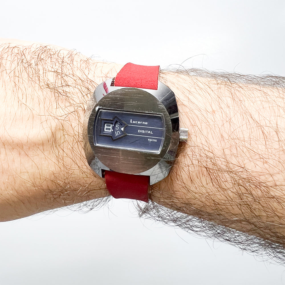 Jump Hour Lucerne Digital Swiss Wristwatch, 1970s
 