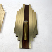 画像をギャラリービューアに読み込む, 真鍮と木製の大型ウォールスコンセ、ペア、1950年代
