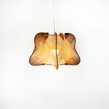 Cargar imagen en el visor de la galería, Lámpara de techo de madera y rafia, 1970's
