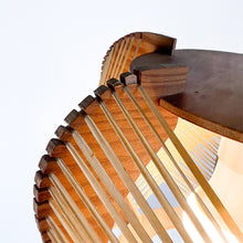 Cargar imagen en el visor de la galería, Lámpara de techo de madera y rafia, 1970's
