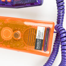 Load image into Gallery viewer, Purple and orange Swatch Twinphone phone, 1989. 
