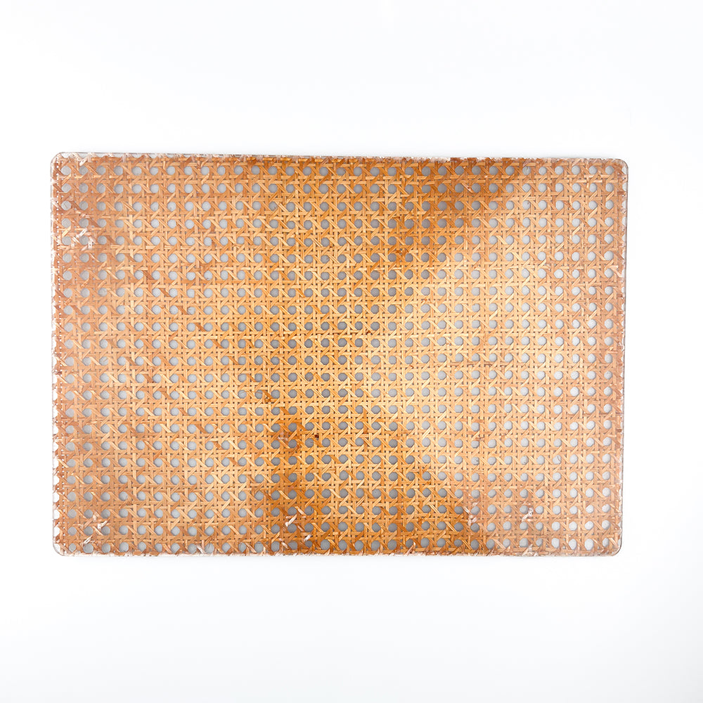 Viennese straw and methacrylate tray, 1980s