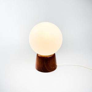 Lampe de table en bois et verre, années 1980