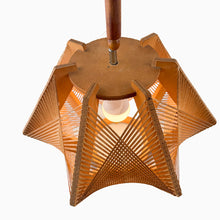 Cargar imagen en el visor de la galería, Lámpara de madera y rafia, 1970s
