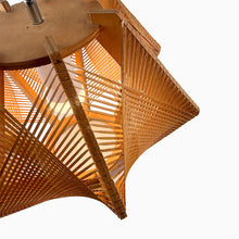 Cargar imagen en el visor de la galería, Lámpara de madera y rafia, 1970s
