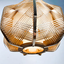 Load image into Gallery viewer, Wood and raffia ceiling lamp, 1970&#39;s 
