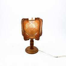 Load image into Gallery viewer, Wood and raffia table lamp, 1970s
