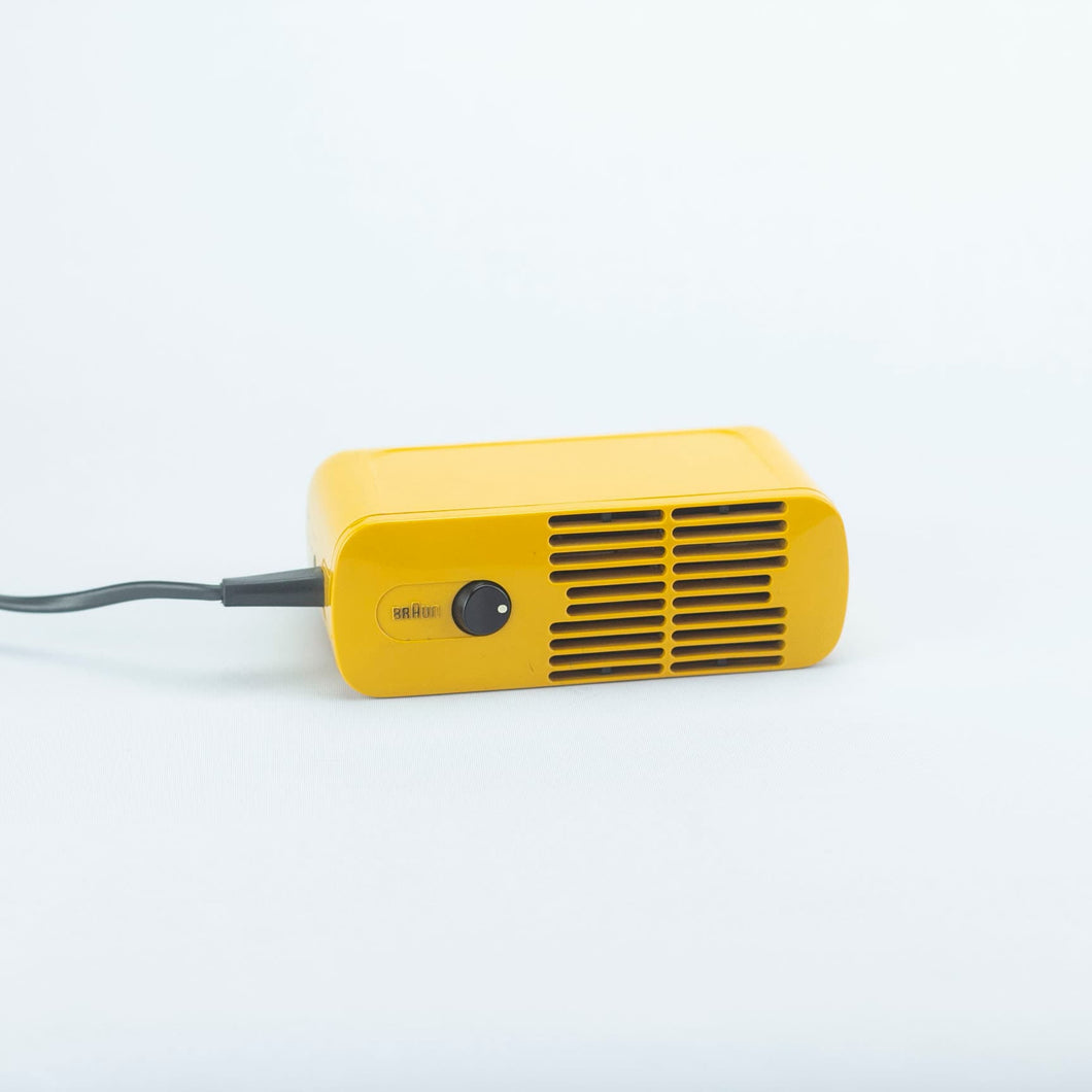 Braun HLD 4 Hair dryer, Dieter Rams, 1970. Yellow.
