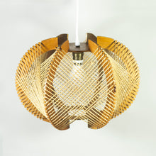 Load image into Gallery viewer, Vintage Ceiling lamp wood and rope. 1970s
