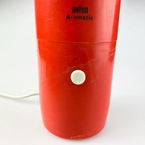 Braun KSM 1/11 Coffee Grinder designed by Reinhold Weiss, 1967. Red