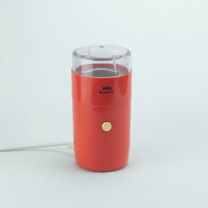 Botterweg Auctions Amsterdam > Yellow plastic electric coffee-grinder Braun  Aromatic, type CS-2, design Reinhold Weiss 1967, executed by Braun, made in  Spain