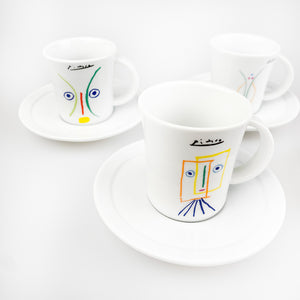 Tognana porcelain coffee set drawing by Picasso, 1980's